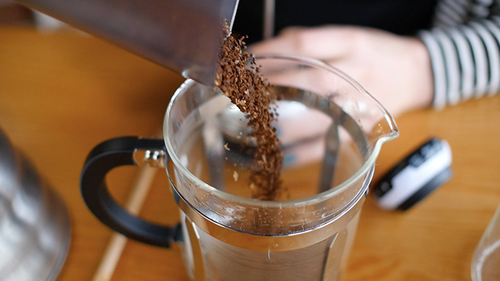 Pour coffee into the French Press